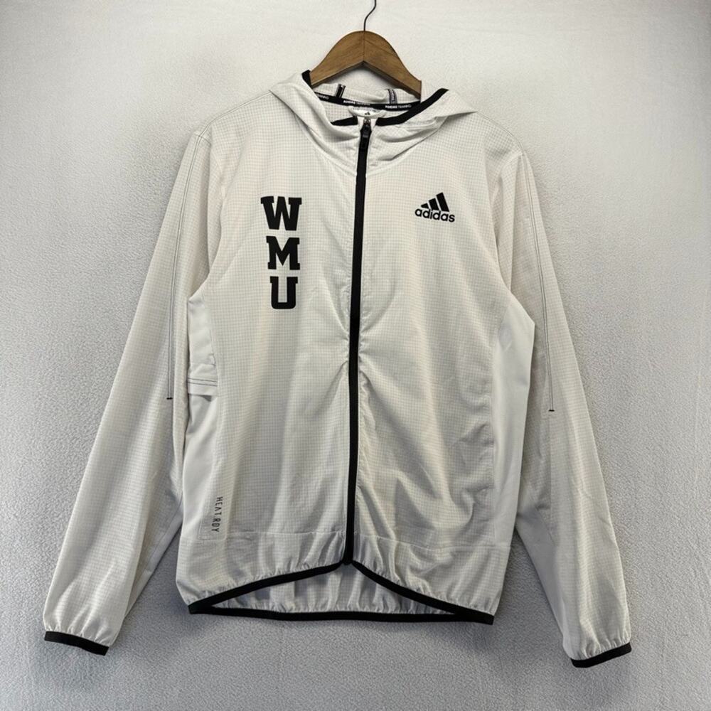 Western Michigan University Jacket Men's medium White Running Windbreaker Heat